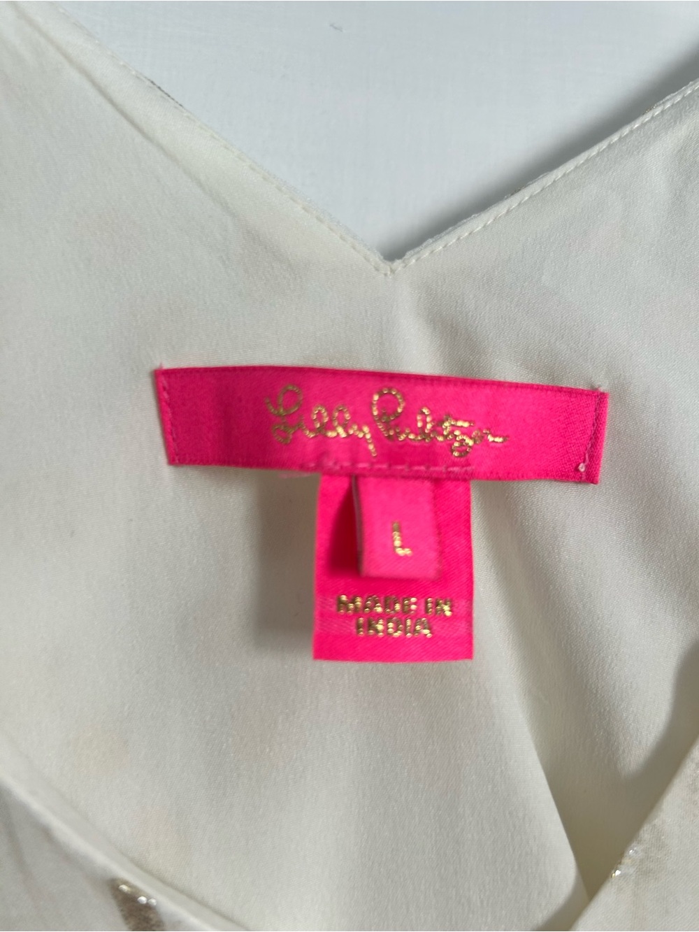 Lilly Pulitzer Cream Sleeveless V-Neck Top with Gold Dot Detail - Picture 3 of 6